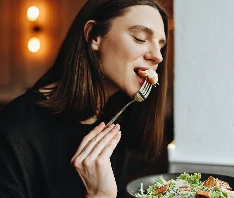 a person eating food